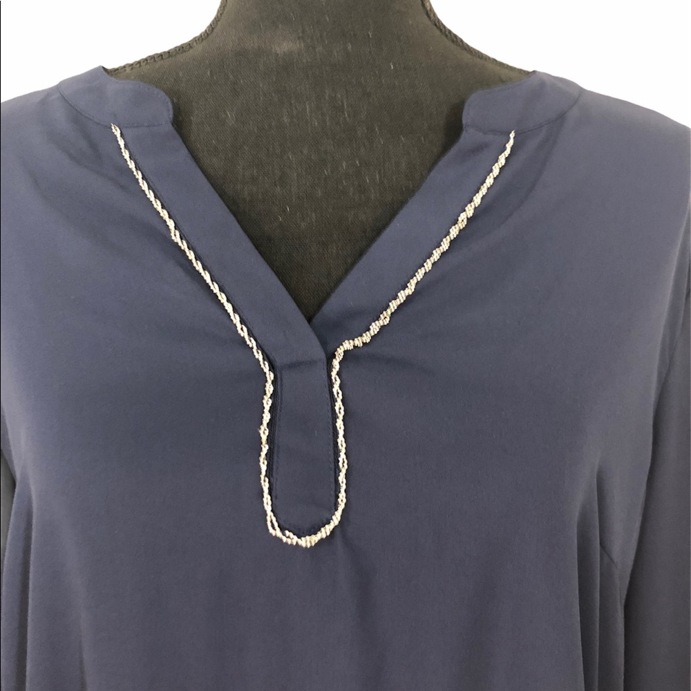 JM Collection Split Neck Tunic - Picture 3 of 7